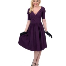 Purple monochrome dress in the style of the 50s