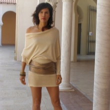 Short beige knitted bat dress