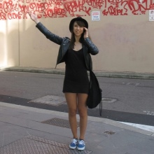 Hat, jacket and sneakers for dress-shirt