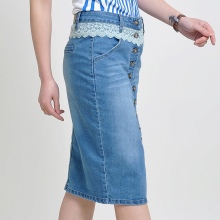 High-waisted denim skirt