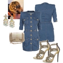 Silver shoes for denim dress