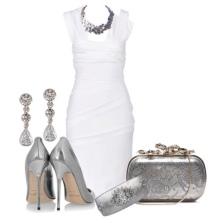 Gray accessories to a white dress-case