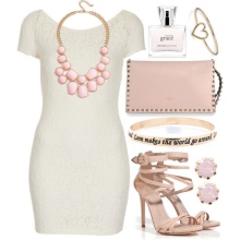 Pink accessories to a white dress-case