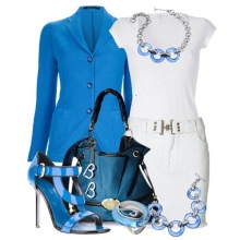 Blue accessories to white dress-case