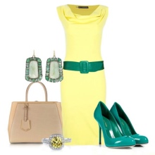 celadon accessories to yellow dress