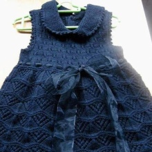 Knitted dress for girls knitting with a collar