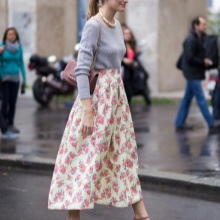 Long half skirt for girls with figure inverted triangle