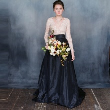  taffeta dress with a long black skirt