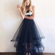 Blue long organza skirt