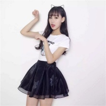 Black short organza skirt with t-shirt