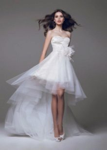 Short wedding dress with train