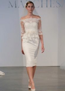 Straight Short Lace Wedding Dress