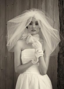 Veil with gloves to the summer wedding dress