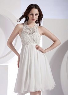 Summer short airy chiffon wedding dress