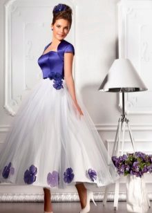 White and blue wedding dress