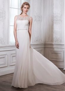 Satin straight wedding dress with train