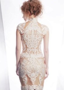 Short wedding dress with naked body effect