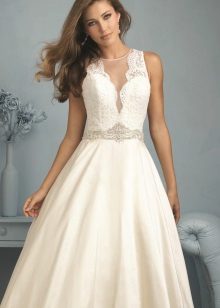 A-line wedding dress with openwork V-neck