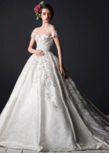 Magnificent wedding dress with lace top and skirt