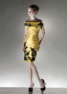 Green wedding dress with black lace