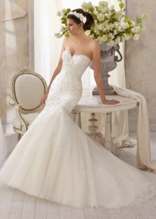 Wedding dress with organza train