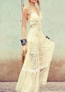 Summer boho wedding dress made of lace fabric