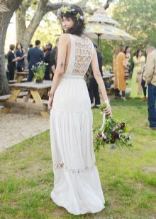Bold boho lace wedding dress