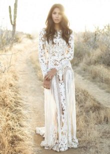Bold boho lace wedding dress