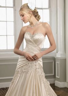 Wedding dress from shiny fabric