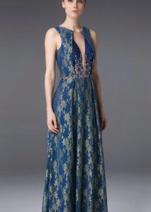 Evening dress with a deep neckline