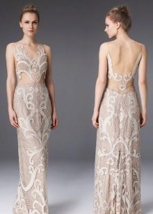 Evening dress with the illusion of a naked body