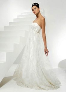 Wedding dress for pregnant with decor on the bodice