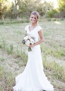 Simple V-Neck Wedding Dress