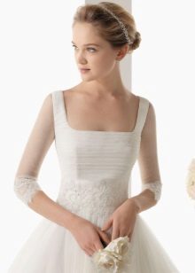 Square neckline on a modest wedding dress
