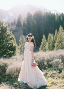 Modest openwork wedding dress