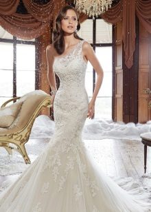Mermaid One-shoulder Lace Wedding Dress