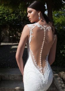 Beach wedding dress with a deep V-neck