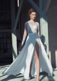 Wedding dress with a slit