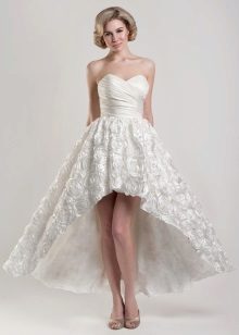 Short wedding dress with A-line train