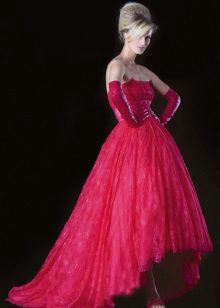 Scarlet wedding dress short with a train