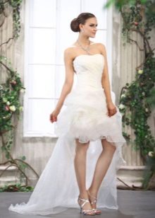 Wedding short fluffy dress with a train