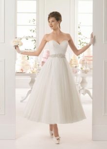 Glove and Belt Midi Wedding Dress