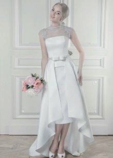Short midi wedding dress in front, long back