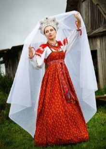 Wedding dress in Russian style