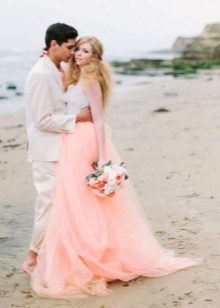 peach wedding dress