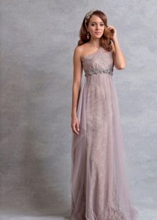 Wedding dress of gentle lilac color