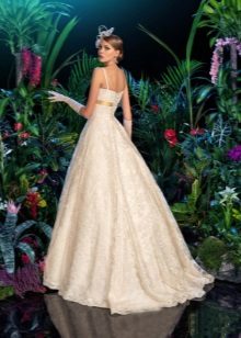 Magnificent wedding dress made of lace with a train