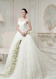 Wedding magnificent dress from lace with a train