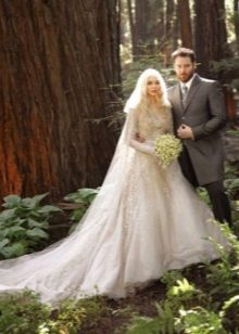 Wedding dress beige with a train