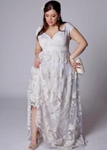 Empire style wedding dress for the full with lace skirt